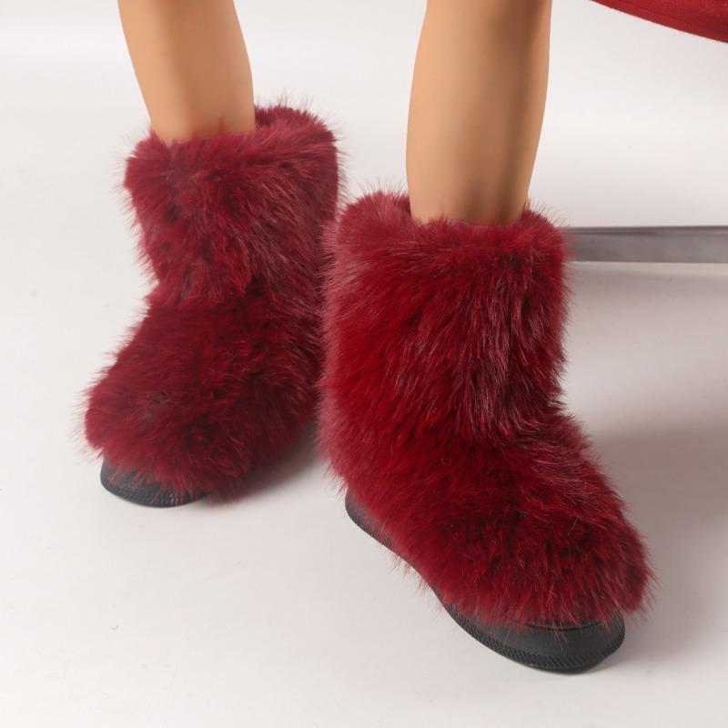 Модные женские сапоги на меховой подошве до середины голени, зимние короткие плюшевые теплые ботинки на толстой подошве 2024 года, новые тенденции моды, готические сапоги для ходьбы