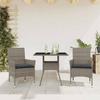 VidaXL Garden Dining Set and Cushions 3 Pcs Grey Rattan Glass 3278605