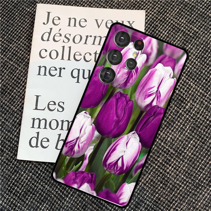 Чехол-цветок с весенними тюльпанами для Samsung Galaxy S25 Ultra S20 S21 S22 S23 S24 Ultra S9 S10 Plus S25 FE Задняя крышка