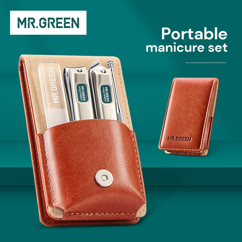 MR.GREEN Portable Manicure Set Pedicure Kit Stainless Steel Nail Clippers Tool Travel Grooming Case Gift Box Nail Scissors Set