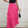 European-American Spring/Summer High-Waisted Irregular Midi Maxi Skirt