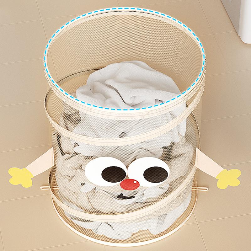 1PC Foldable Mesh Design Dirty Clothes Basket High-quality With Lid Durable Toys Basket Large Capacity For Bathroom
