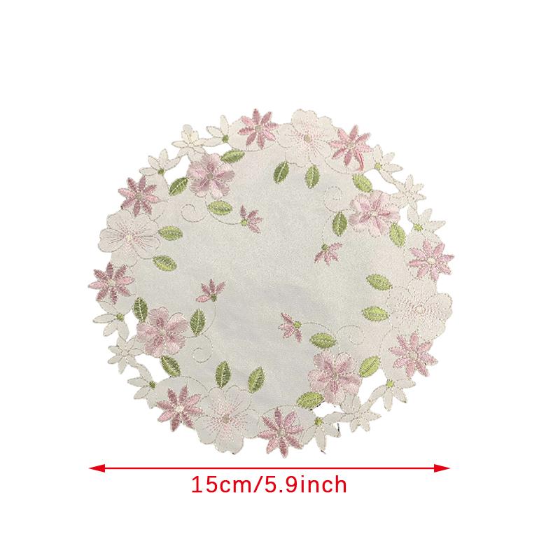 Подставка под тарелку с вышитым цветком розы, подставка под чашку, коврик для стола, кухонный инвентарь