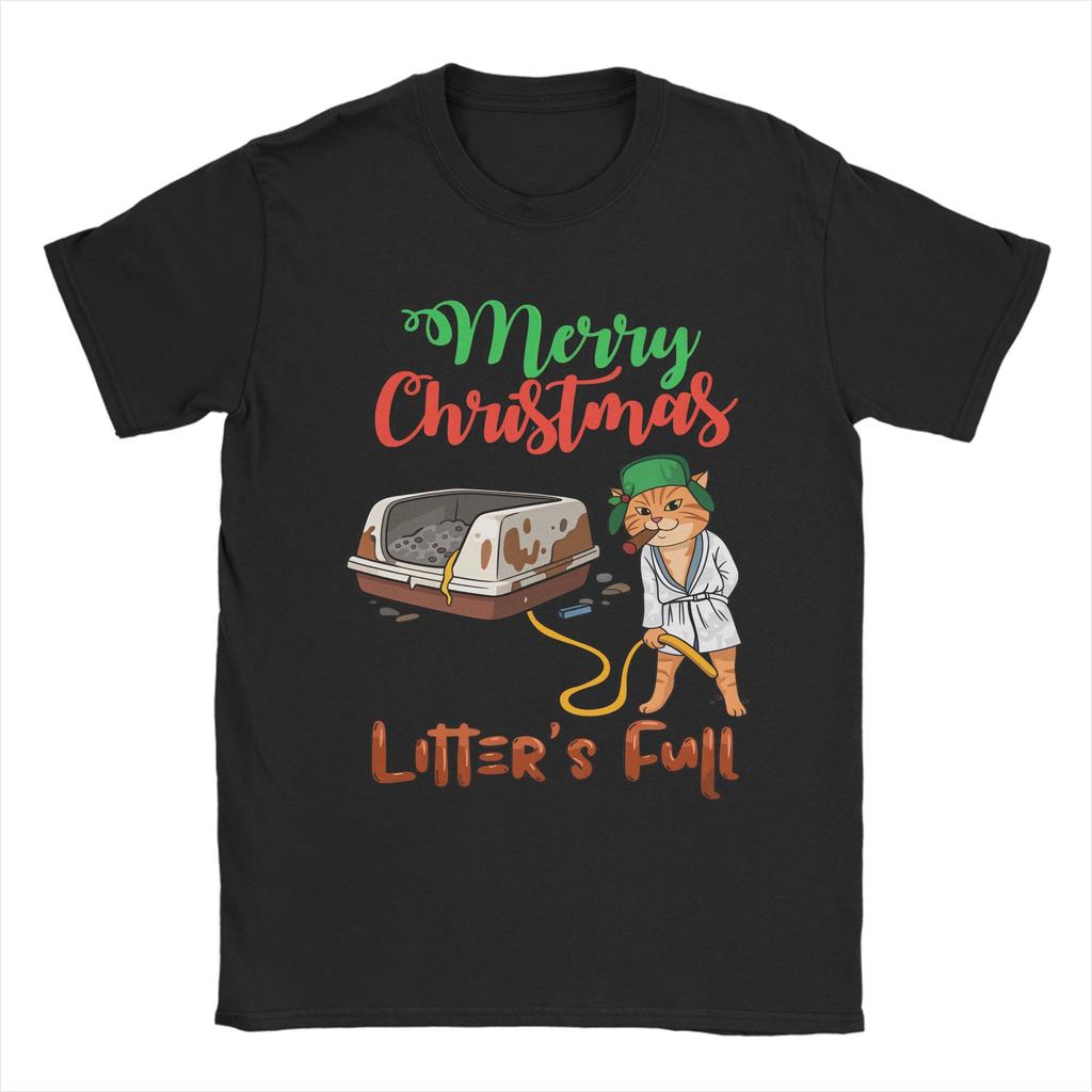 Litter's Full Letter T Shirt for Men 100% Cotton Casual T-Shirts Crew Neck Merry Christmas Tee Shirt Short Sleeve Clothes Party