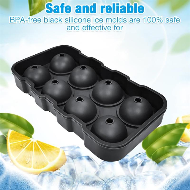 Силиконовый лоток для приготовления кубиков льда с воронкой, большая форма для ледяных шариков диаметром 1,77 дюйма для коктейля, виски