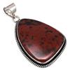 Подвеска из красного дерева, обсидиана, драгоценного камня, серебряное украшение ручной работы, 2 дюйма