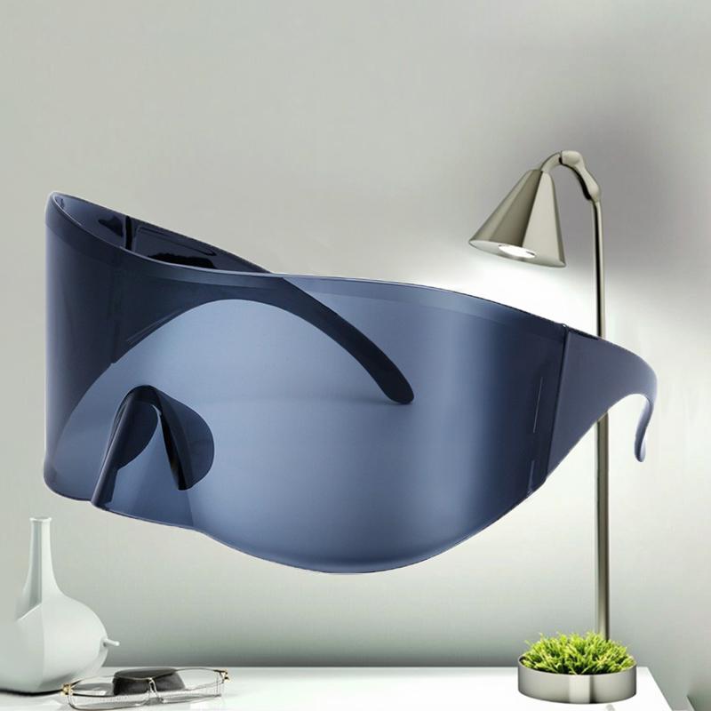 Non-polarized Oversized Rimless Sunglasses Women for Men Punk Sun Glasses Bird Nose Masked One Piece Cyberpunk Eyewear