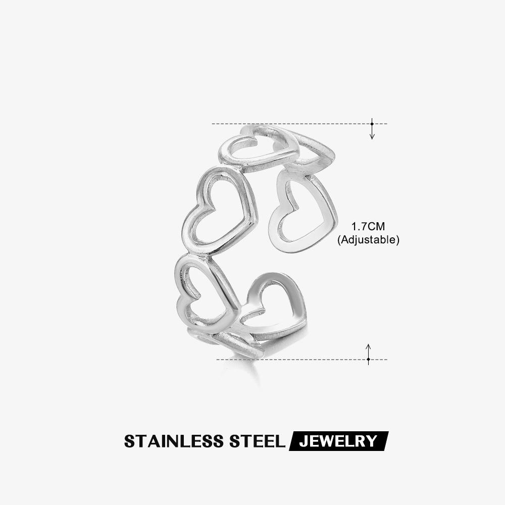 Кольцо из нержавеющей стали Геометрическое Сердце Листья для женщин Личность Трендовое Открытое Кольцо на Палец Ювелирные Изделия На Все Случаи