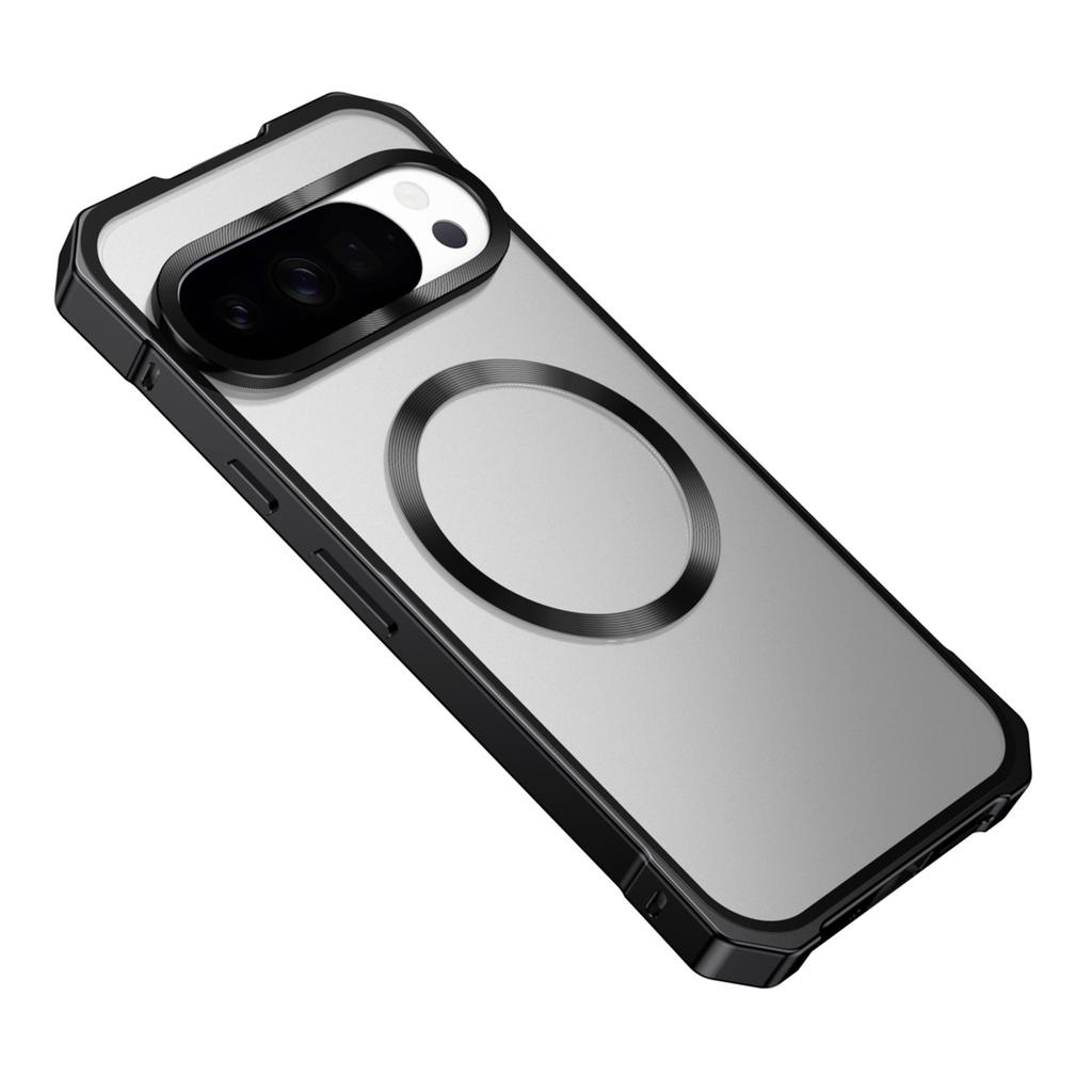 For Google Pixel 10/10 Pro Case Compatible with MagSafe Hard PC Metal Frame Frosted Phone Back Cover