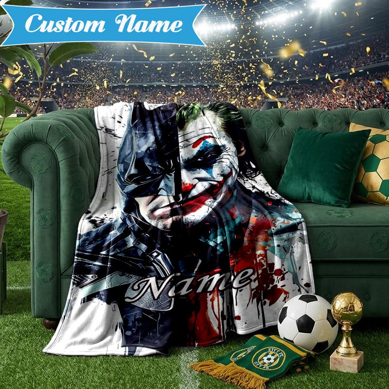 Custom Name Bat City Hero Artwork Blanket Lightweight Ideal Bedding Blanket Perfect for Travel, Camping, Living Rooms, Sofas, Christmas gift