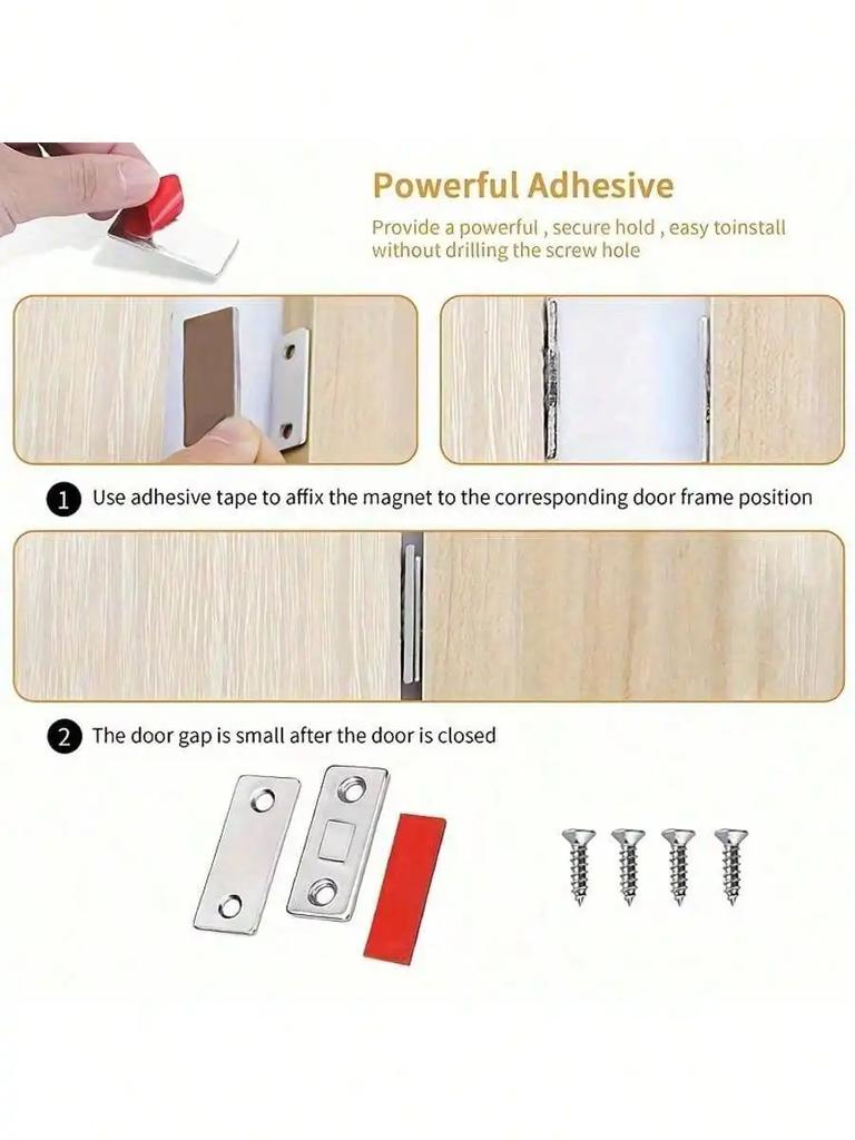 Magnetic Cabinet Catches Door Stops Magnet Invisible Soft-Catch Ultra-Thin Hidden Door Closet with Screw for Furniture