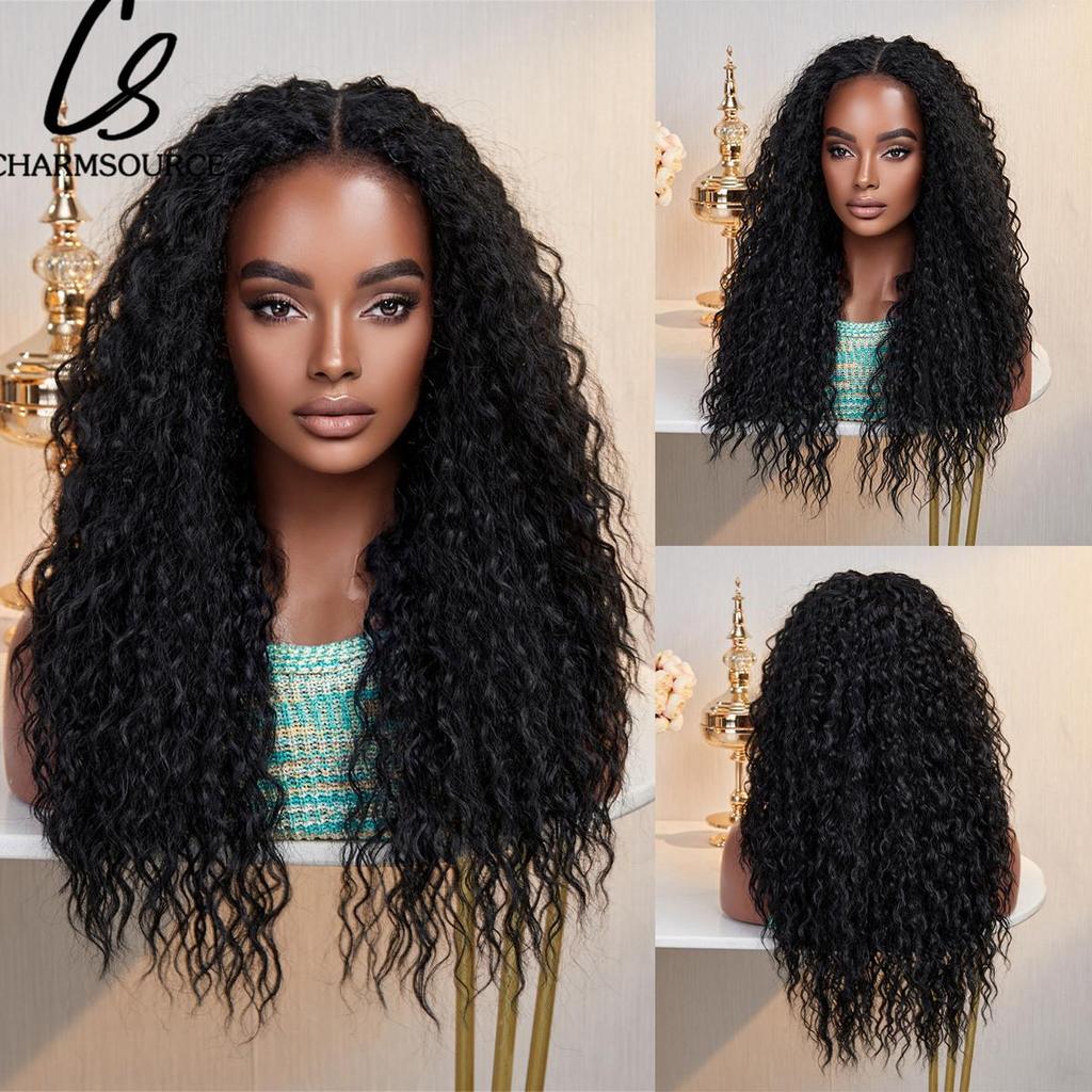 CharmSource вьющиеся длинные темные омбре коричневые кружевные передние синтетические парики для чернокожих женщин натуральный высокой плотности ежедневного использования
