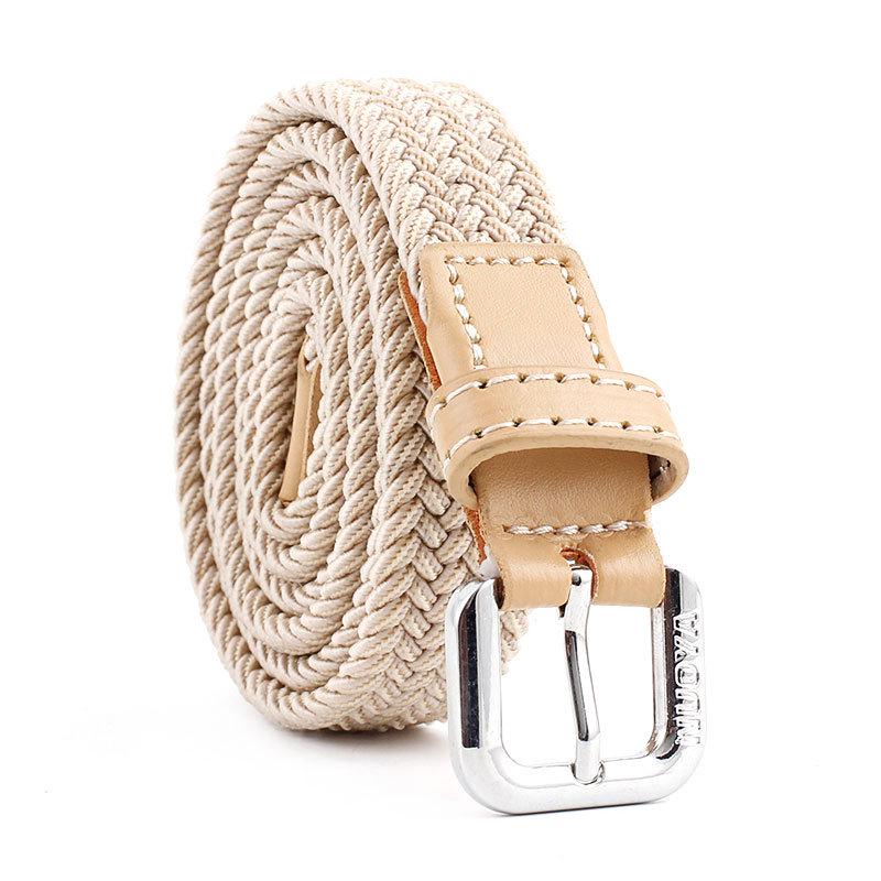 Fashion Universal Woven Thin Belt Elastic Casual Canvas Belt for Women Pants Jeans Knitted Needle Buckle Waistband Belts for