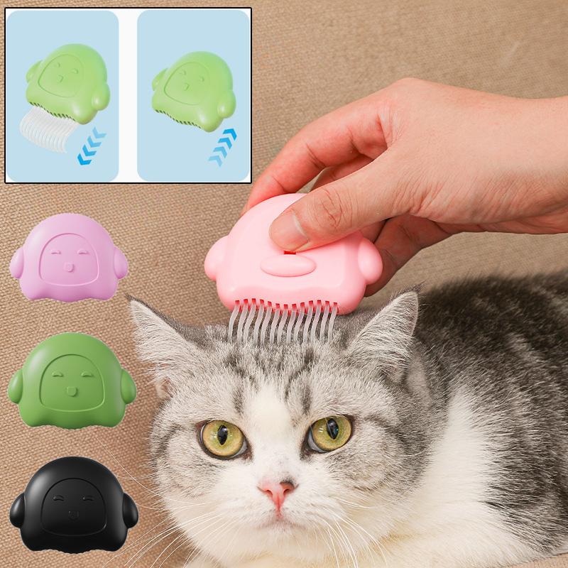 Cat Brush Deep Cleaning Massaging Cats Brush Comb Push-Button Protable Kitten Pet ABS Soft Brush Comfort Hair Cat Grooming Comb