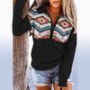 Women's Hooded Printed Sweatshirt Casual Ethnic Printed Long Sleeve Top