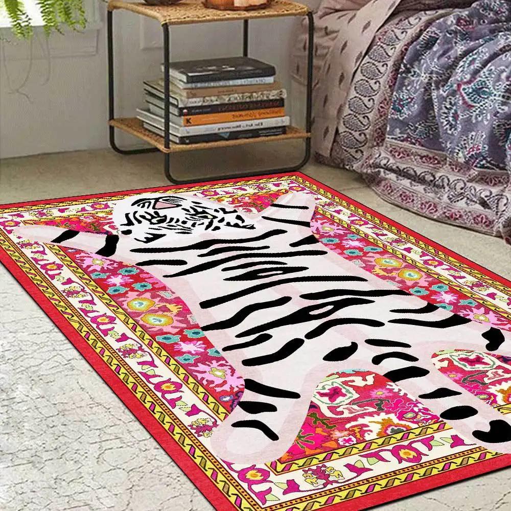 Cartoon Abstract Tiger Totem Carpet Rugs for Living Room Decor Bedroom Leisure Area Non-slip Rug Kitchen Soft Floor Mat Doormat