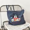 Литературная милая мультяшная вышитая холщовая сумка в полоску с щенком, студенческая на плечо, сумка-мессенджер, женская