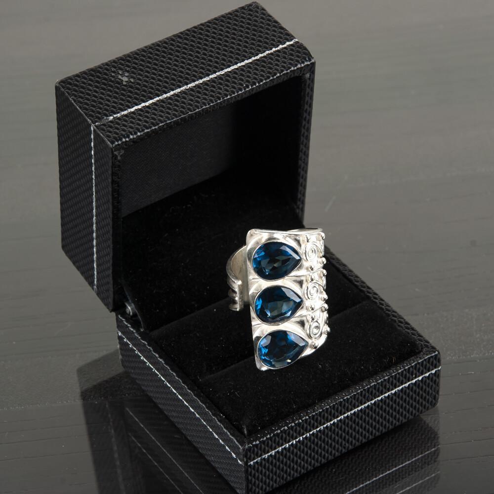 Fashionable London Blue Topaz Gemstone 925 Sterling Silver Handmade Jewelry RR-20-1