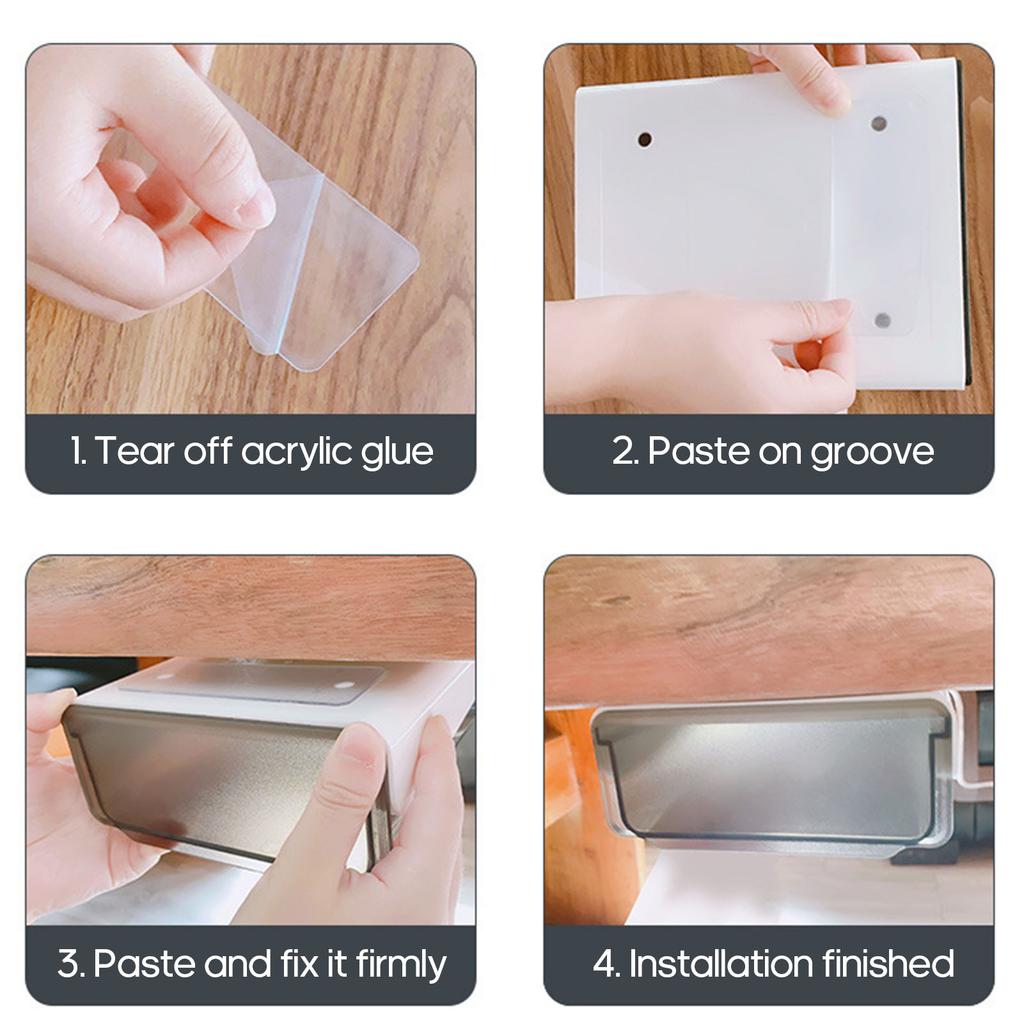 Under Desk Invisible Drawer Stationery Organizer Dormitory Desk Space-saving Storage