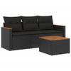 VidaXL Salon de Jardin avec Coussins 4 pcs, Canapés de Terrasse, Ensemble de Meubles de Patio, Mobilier d'Extérieur, Noir 3225761