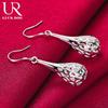 925 Sterling Silver Water Droplet/raindrop Perforated Earrings Fashionable Wedding Jewelry