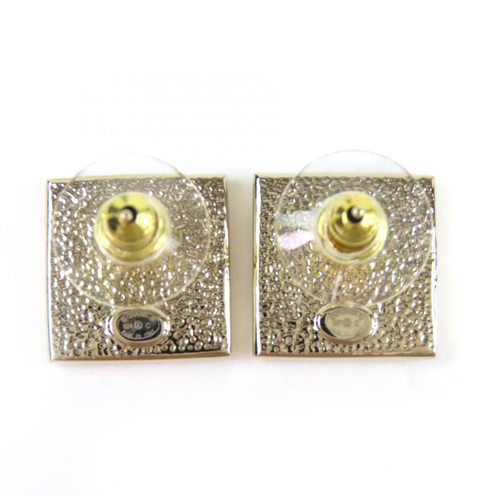 Excellent CHANEL Pierce COCO Mark Square Pierce Earrings (Pair) gold Women B24C Used