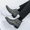 New Fashion Designer Winter High Tops Pointed Chelsea Ankle Boots For Men Snake Pattern Slip On All Match Shoes Zapatos Hombre