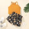 Children Summer Clothes Set 2Pcs Toddler Girl Suspenders Floral Print Shorts Outfits