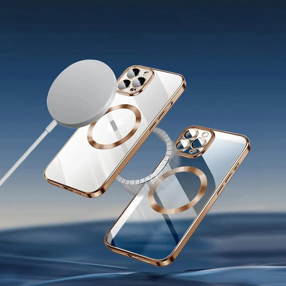 iPhone 15 Pro Max Case, Electro MagSafe, Gold + Screen Protector