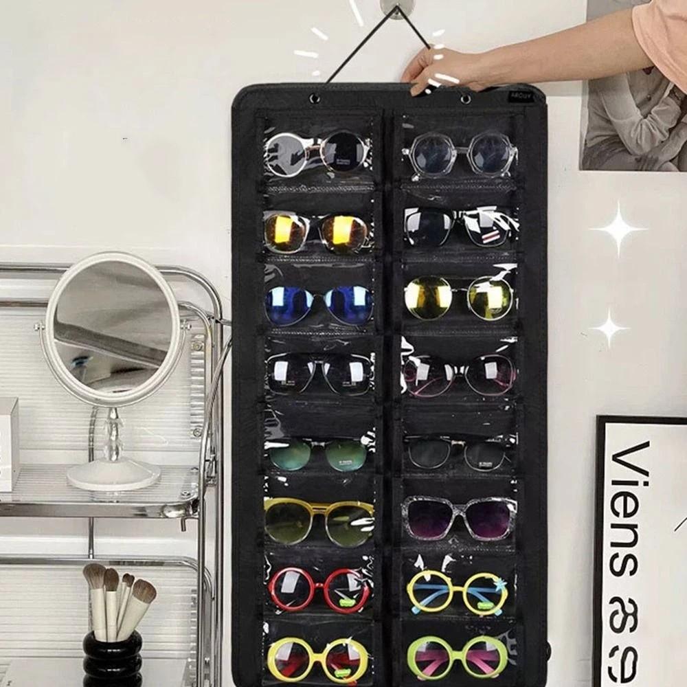 16 Slots Sunglasses Storage Hanging Bag Visible Glasses Display Rack Sunglasses Organizer  Bedroom