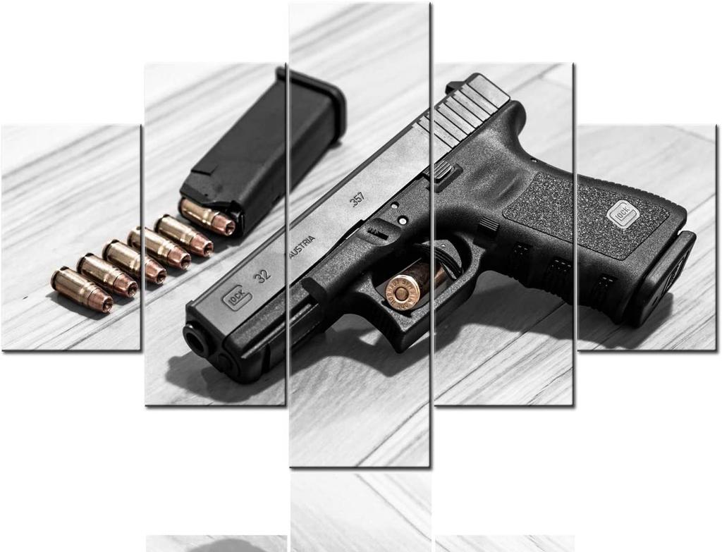 5 шт., деревенский поврежденный пистолет, пистолет для дома, 5 шт., холст, настенная HD печать, 5 панельных изображений, современные абстрактные картины, искусство