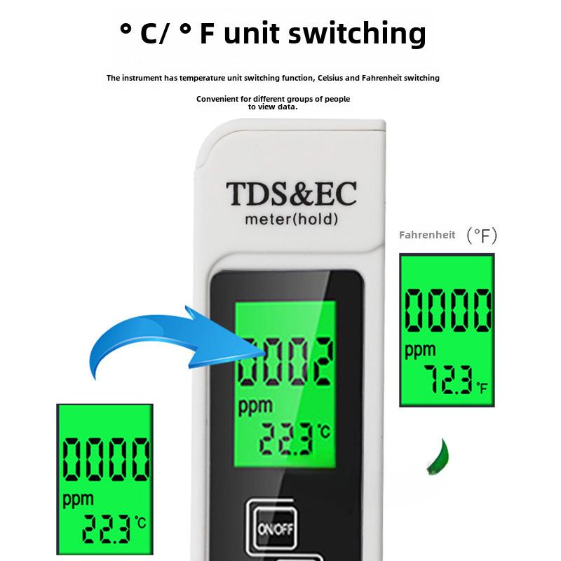 Измеритель TDS и EC: Тест-ручка 3-в-1 для измерения качества воды с дисплеем температуры (°С/°F)