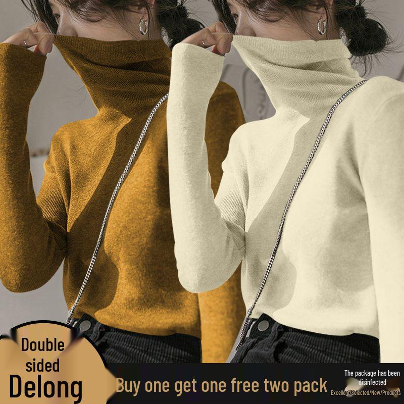 Women's Turtleneck Double-Sided German Velvet Long-Sleeve Top for Autumn/Winter - Myerlard Slimming, Thinning, and Thickened Design