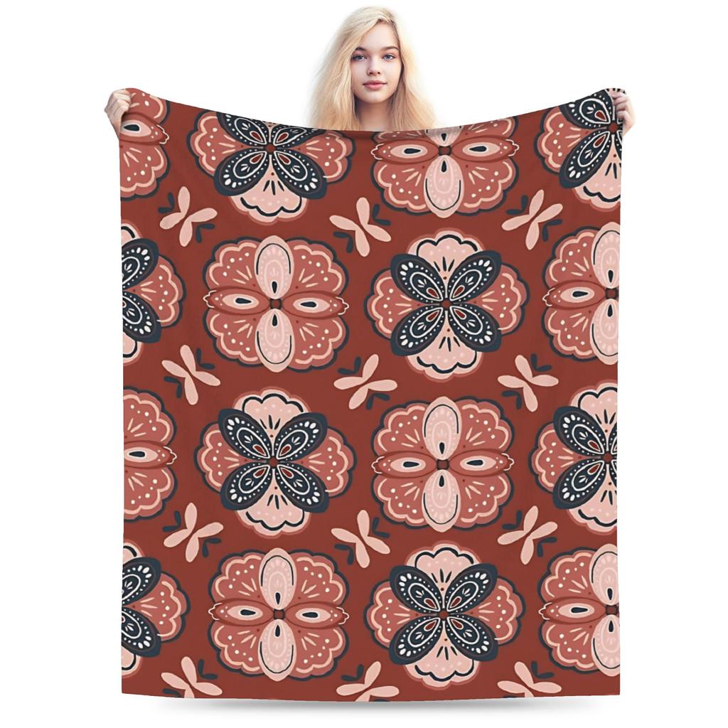 Bohemian pattern Flannel Blanket Winter Warm Soft Throw Blanket for Kids Living Room Funny Bedspread Sofa Bed Cover