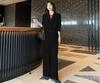 Plus Size Women's Mid-Length Suit with Wide-Leg Mopping Trousers - Two-Piece Set