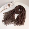 Men/Women Spring/Summer Cotton Linen Brown Versatile Striped Scarf