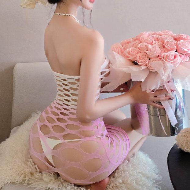 Gradually Changing Color Large Net Lingerie Set with Sexy Net Fabric, Full-skirted Dress