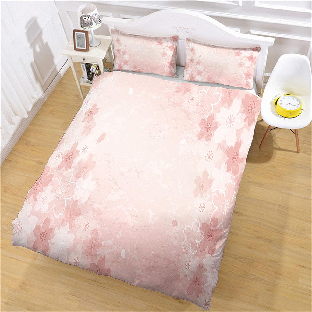 Bedding Collection No Comforter Quilt Duvet Cover Pillowcase 3D Pink Flower Single Queen Size Polyester Bedclothes Comfortable