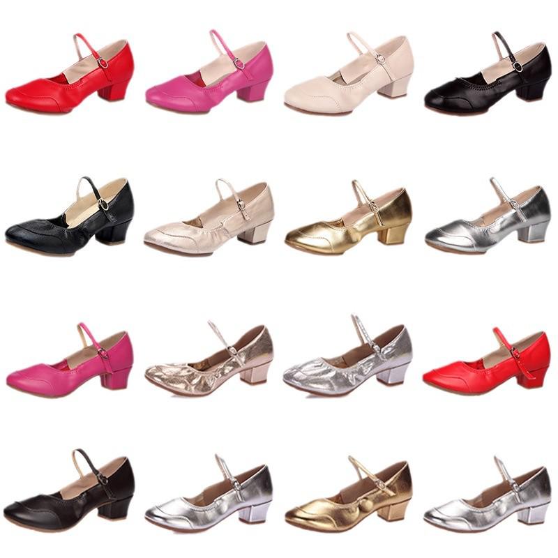 Женские серебристые туфли для бальных танцев на мягкой подошве со средним каблуком