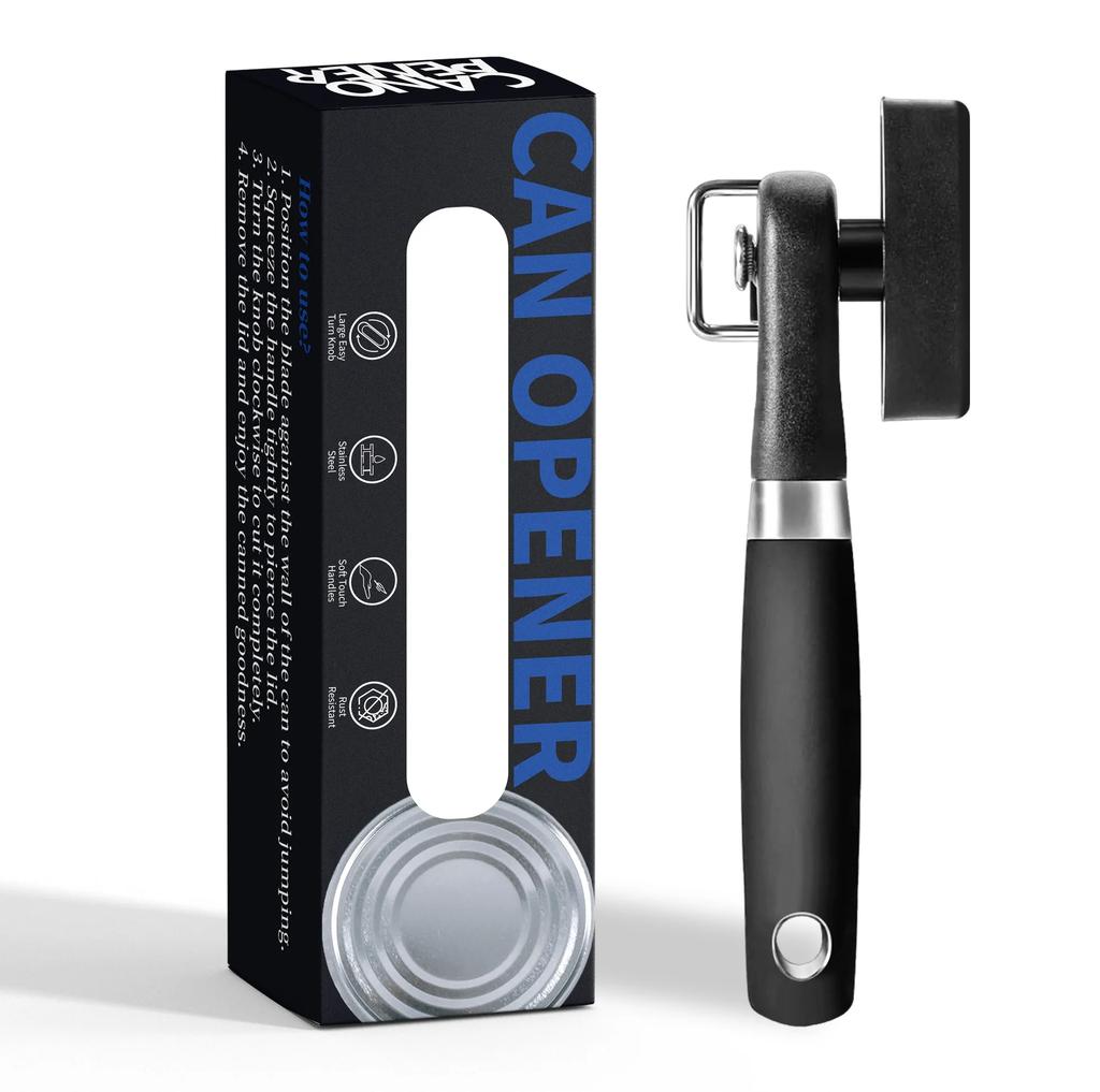 Safe Cut Can Opener, Smooth Edge Can Opener Handheld, Food Grade Stainless Steel Cutting Can Opener for Kitchen & Restaurant