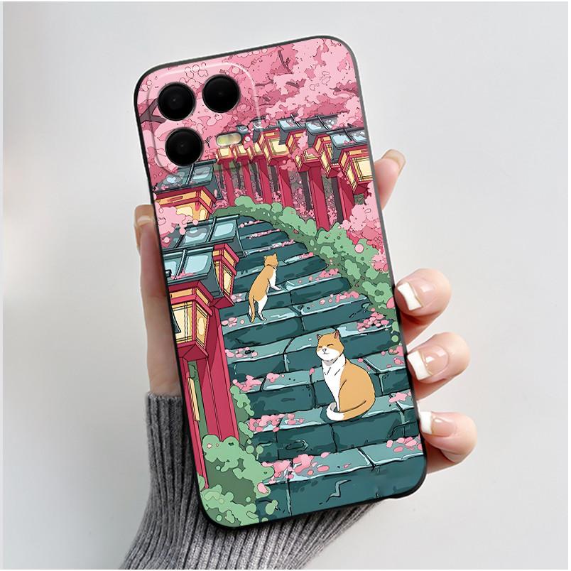 Case For T-Mobile REVVL 8 Pro 5G Lovely Cat Cartoon Soft Black Silicone Shockroof Back Cover For T Phone 3 Pro Cell Phone Cases
