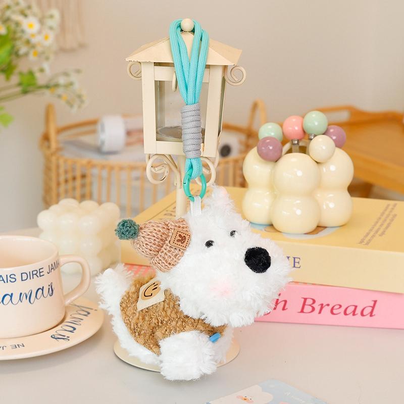 Kawali Puppy Plush Dog Toy Bag Decoration Keychain Pendant  Creative Stuffed Doll Cute West Highland Terrier Kid Birthday Gift