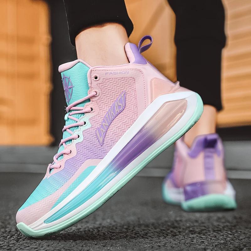 Мужские дышащие баскетбольные кроссовки Женские легкие спортивные кроссовки Нескользящие Оригинальные износостойкие тренировочные баскетбольные ботинки