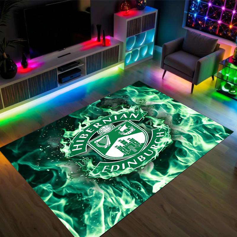 Hibernian FC Design Crystal Velvet Carpet Cozy Non?Slip Printed Rug For Bedroom Living Room Entrance