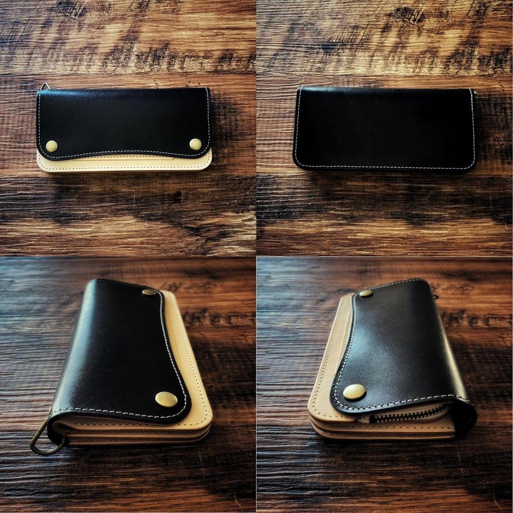 Длинный кошелек дальнобойщика, Кожа Точиги, Сделано в Японии, Натуральная кожа, Мужской двойной длинный кошелек с L-образной молнией и прострочкой, Кошелек дальнобойщика,