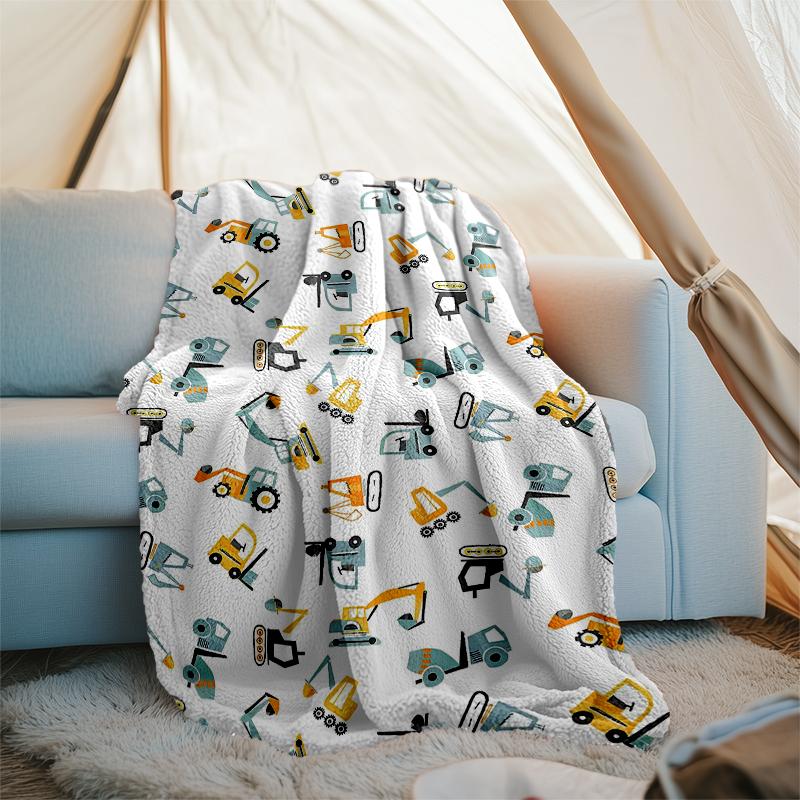 excavator Theme Printed Blanket - Perfect for Couch, Bed, Travel & Outdoor Use | Machine Washable, Cozy & Durable.
