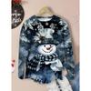 3D Print Snowman Christmas Theme O-Neck Long Sleeve T-Shirts Womens Clothing Casual Y2K Clothing