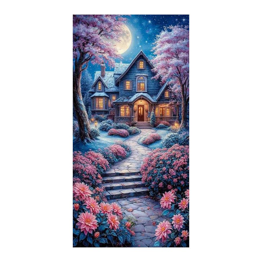 Дом в Лунных Снежных Горах Большой Размер Алмазная Живопись Новая Коллекция Зимний Пейзаж DIY Полная Заливка Стразами Мозаика Вышивка Крестом Наборы