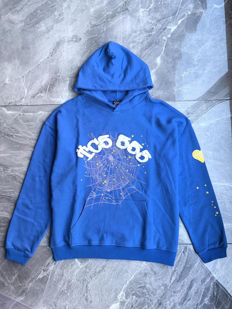 Унисекс Худи Sp5der 555555 с Паутиной и Объемными Буквами