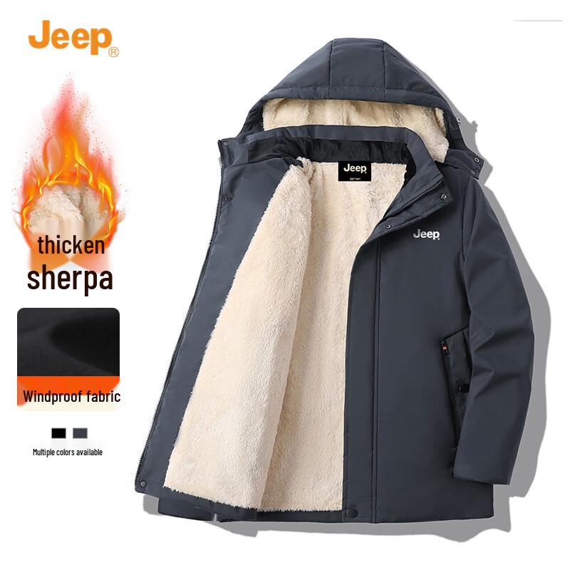 Jeep Мужская зимняя куртка-пуховик с капюшоном на подкладке из овечьей шерсти